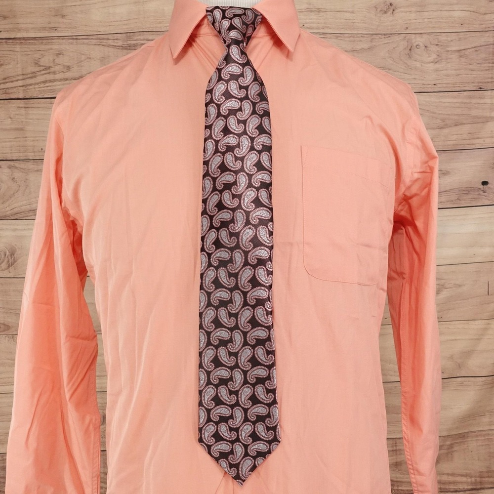 Alexander Julian Colours Dress Shirt Mens M 15.5 32/33 Classic Fit Orange Solid